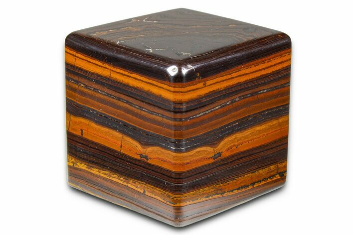 Polished Tiger Iron Stromatolite Cube - Billion Years #379593